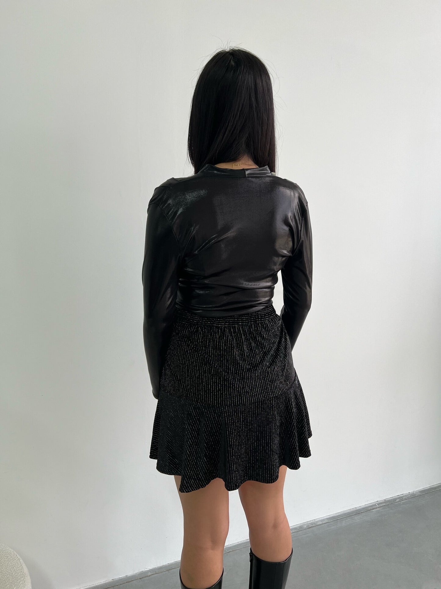 VELOURS SKIRT BLACK