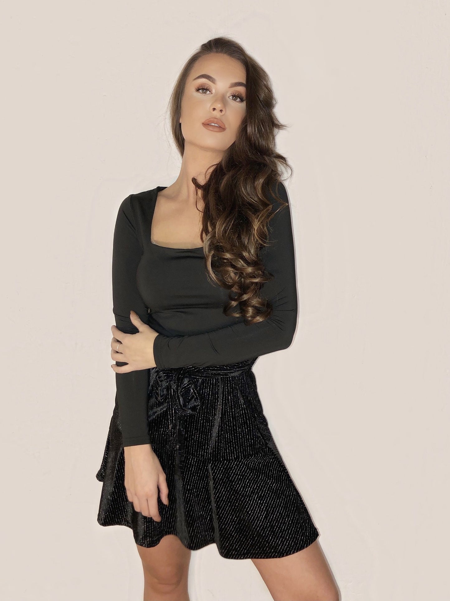 VELOURS SKIRT BLACK