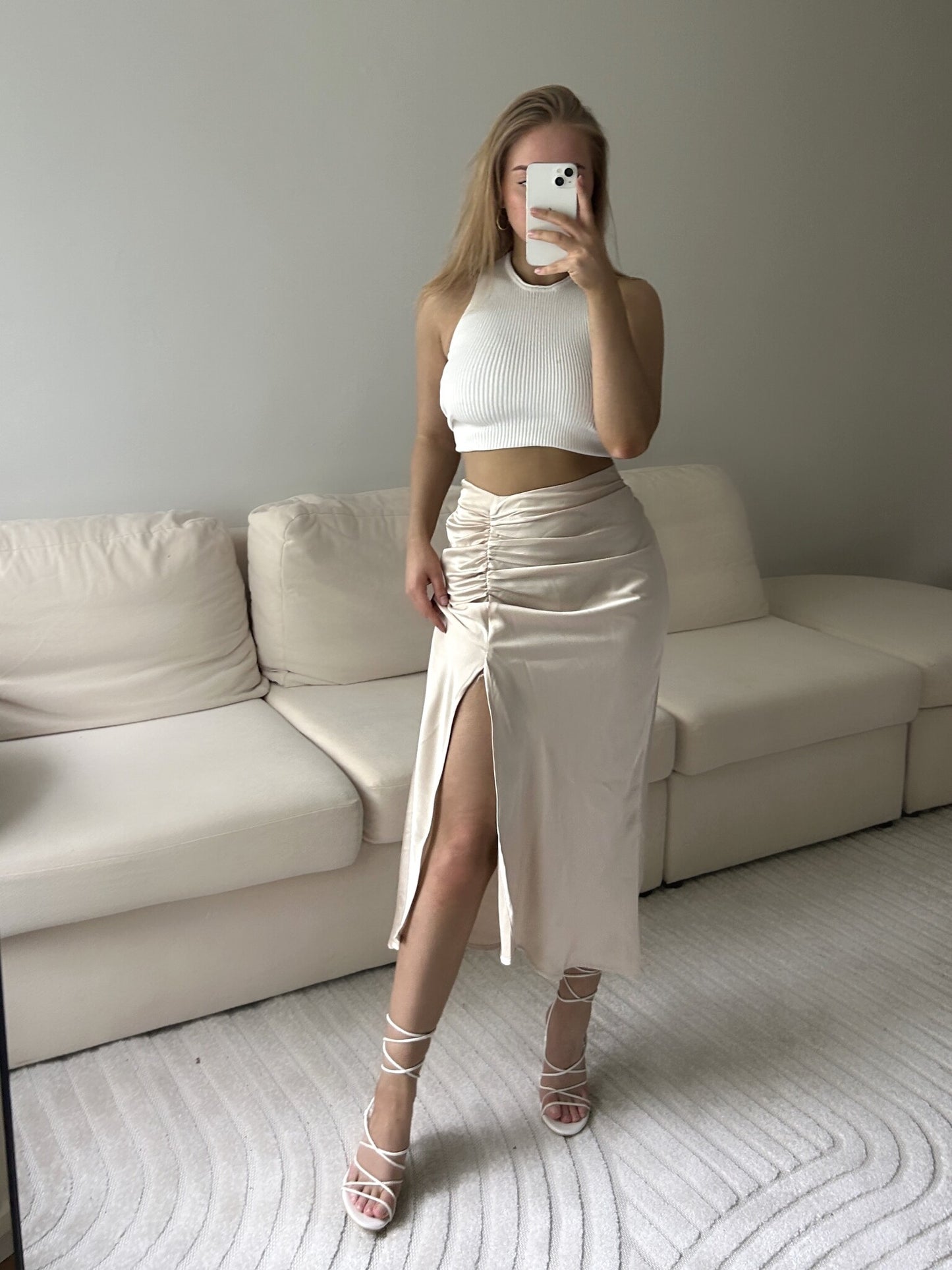 SILKY SKIRT BEIGE