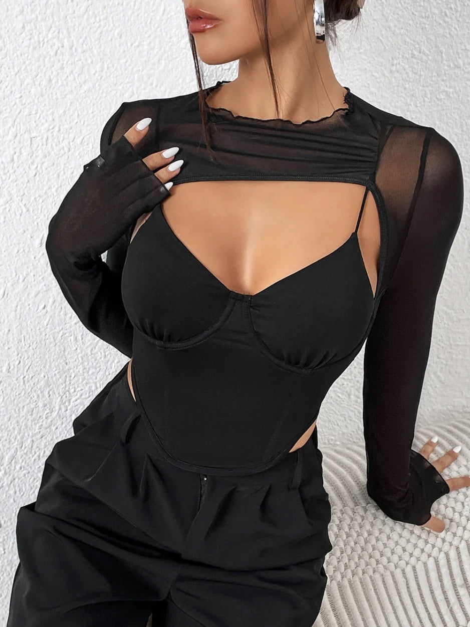 CORSET MESH TOP