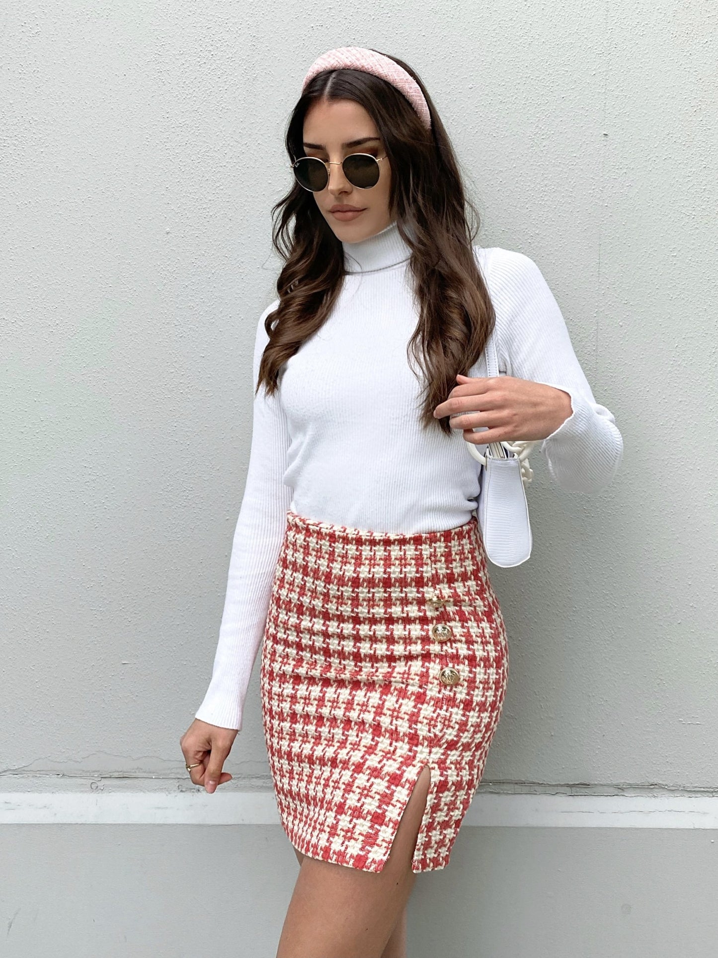 TWEED SKIRT PINK